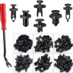 KCRTEK 120 pcs 6.3mm 8mm 9mm 10mm Nylon Bumper Push Fasteners,Bumper Clips with Fastener Removal Tool